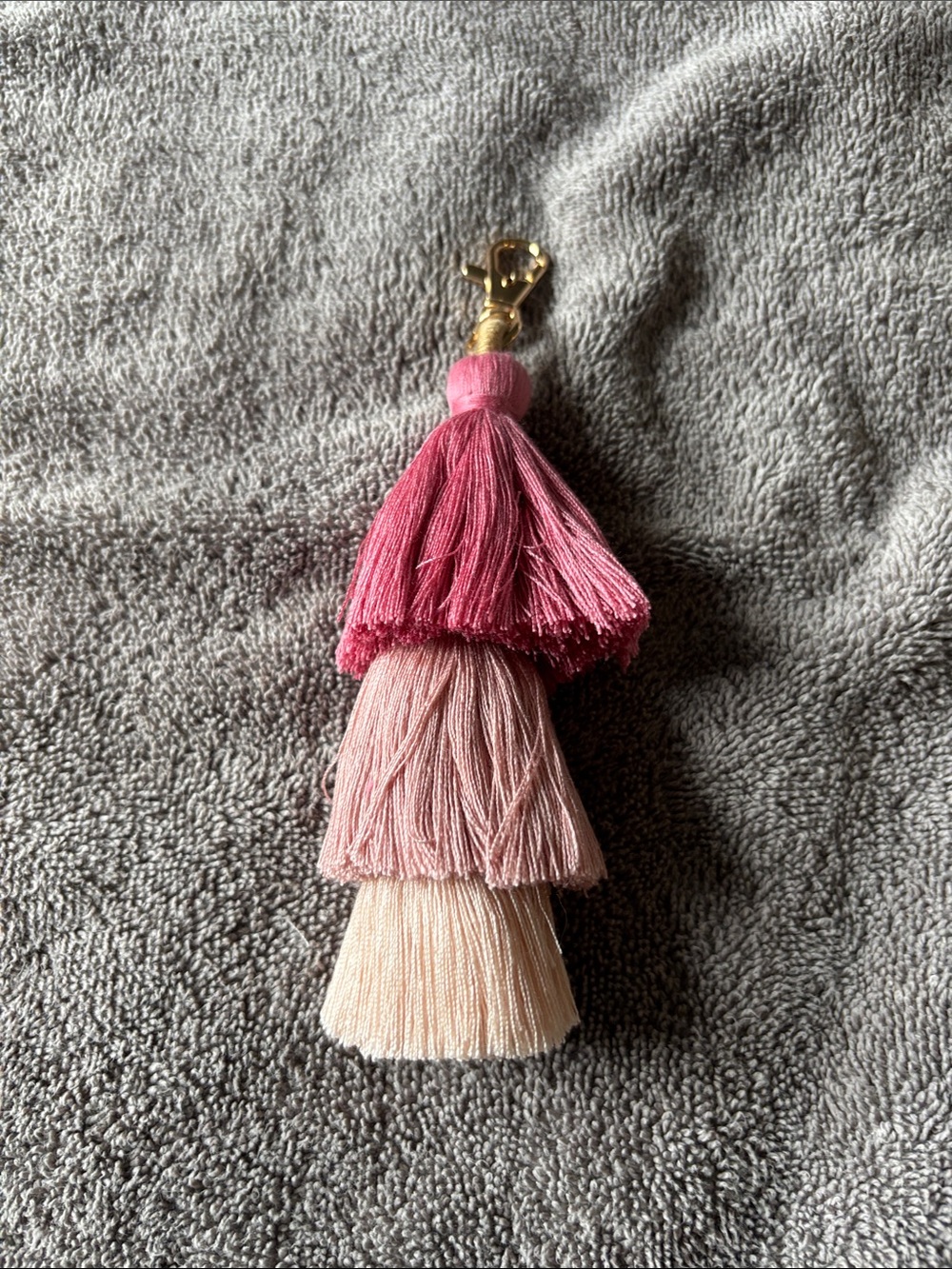Pink Tiered Tassel Keychain Clip or Purse Charm- Fashion Accessory